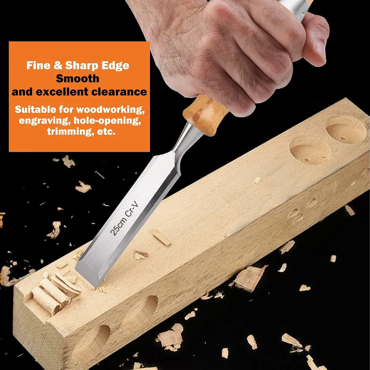 12ピース木工用ノミセット、6-38mmの頑丈なクロムバナジウム鋼