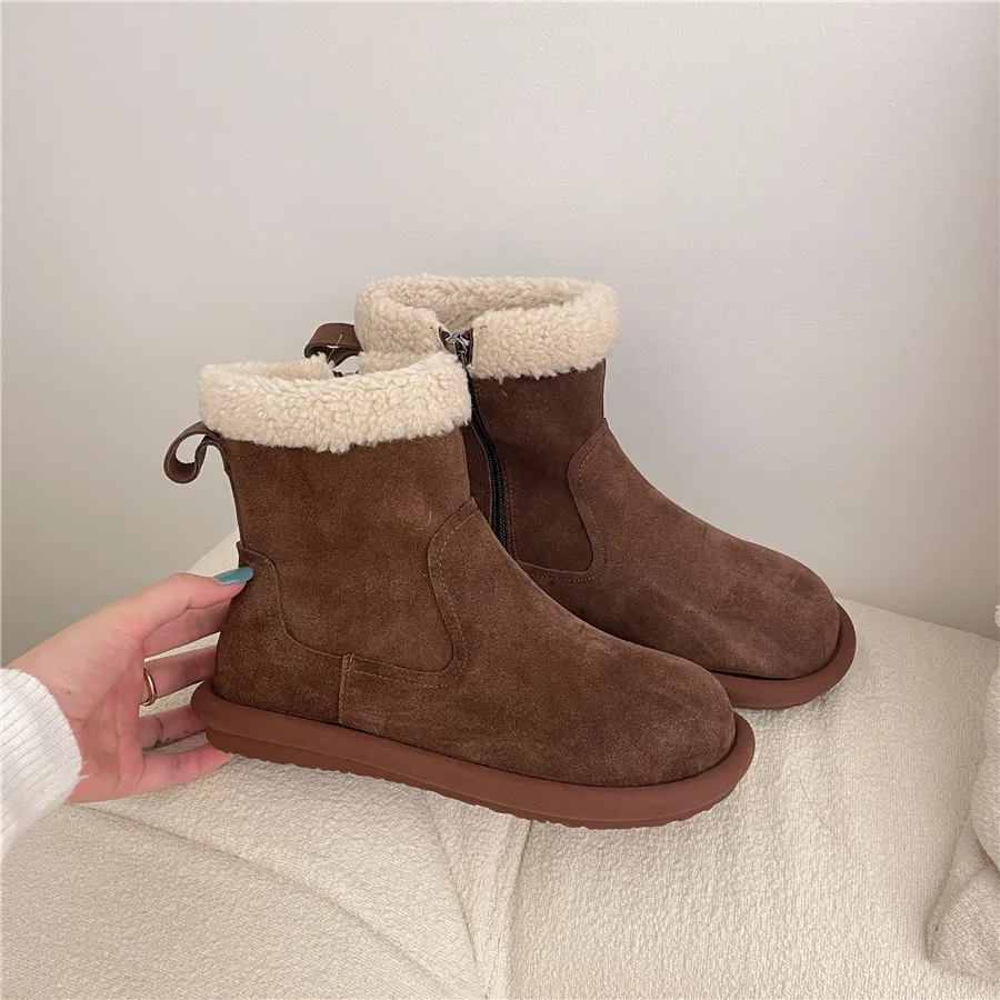 Plush Womens Snow Boots With Side Zipper And Round Toe Comfy Winter Thermal Winter Shoes Women From Shoes sellers 32.44 DHgate.Com