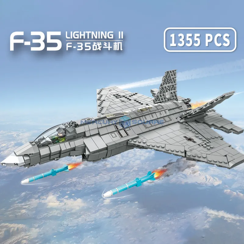 Modern Military Army Awacs Plane Transport 3d Building Blocks Set F35 ...