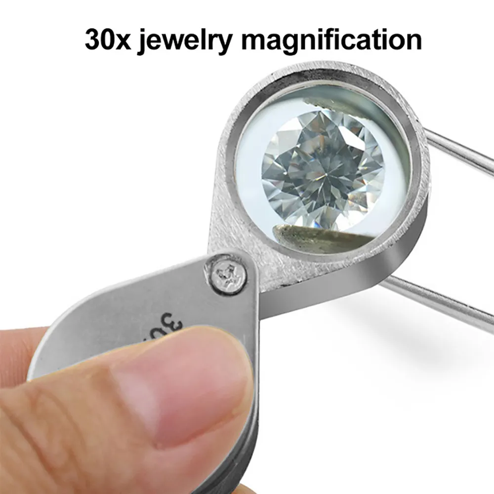 LHX Mini Folding 30x Magnifier, 21mm Jewelers Eye Magnifying Glass, Portable Handheld Tool, Ideal For Inspecting Tiny Objects, Gems, Diamonds, Great Gift For Kids