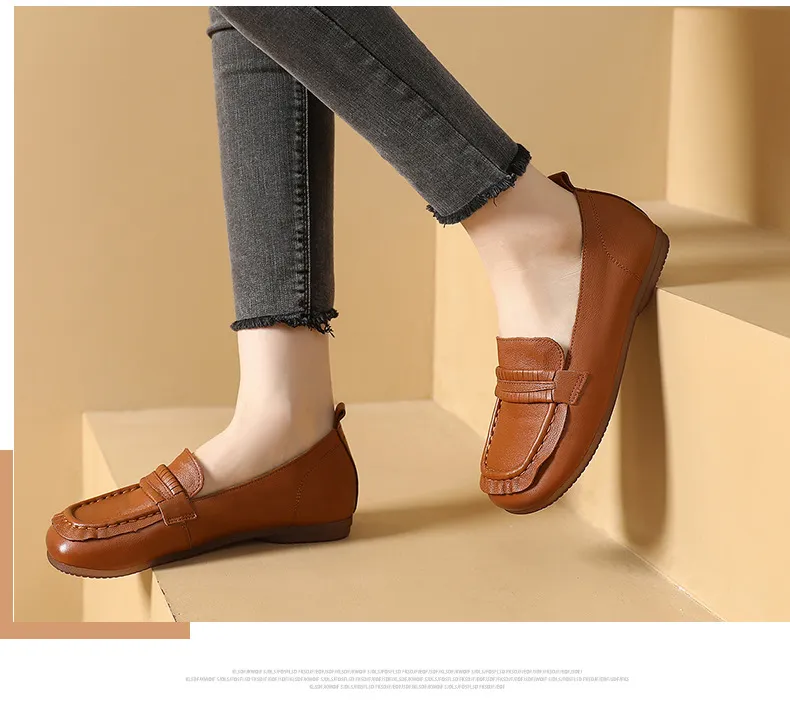 DHgate.com:ZXRYXGS Soft Cowhide Leather Flat Loafer Shoes for Women,  Stylish and Comfortable Spring and Autumn Casual Shoes:Shoes & Accessories