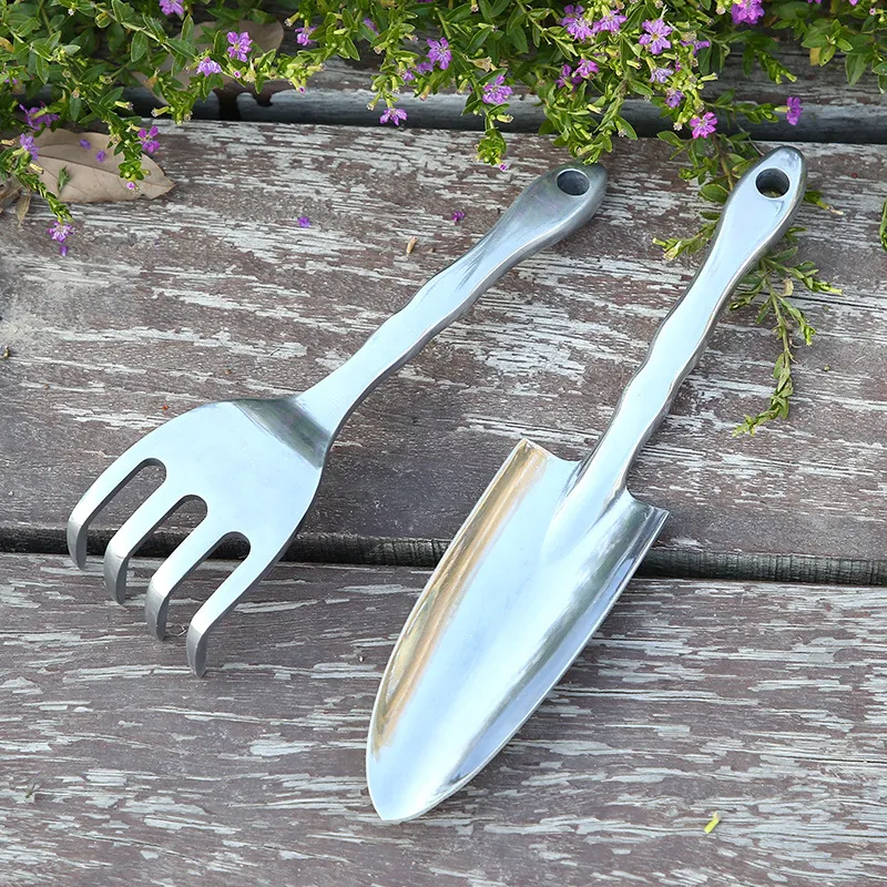 Trowel And Rake Garden Tool Set Aluminum Alloy Hand Trowel Shovel Rake for Lawn ...