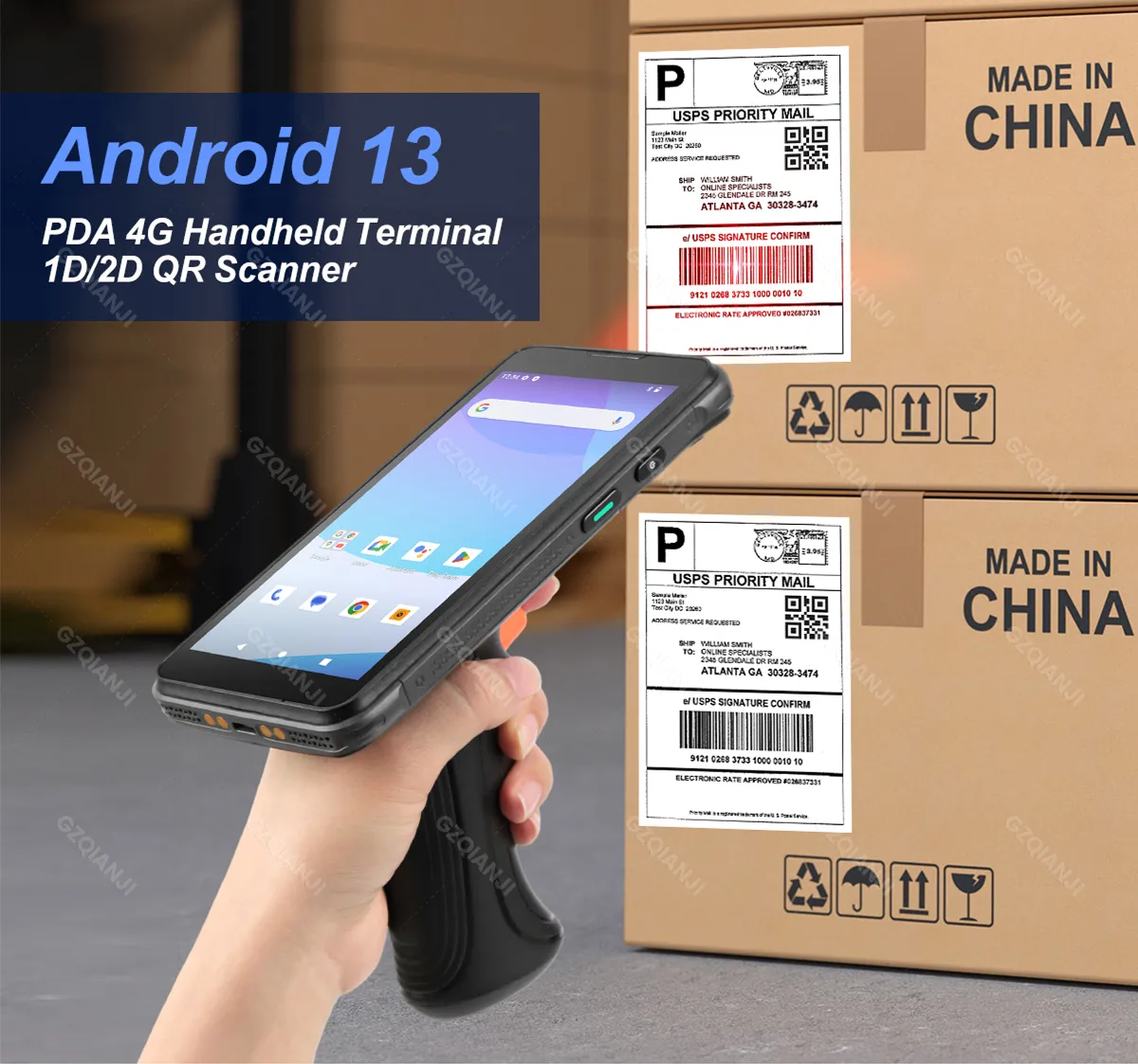 Android 13 Handheld PDA Scanner Rugged 1D 2D QR Barcode Reader POS ...
