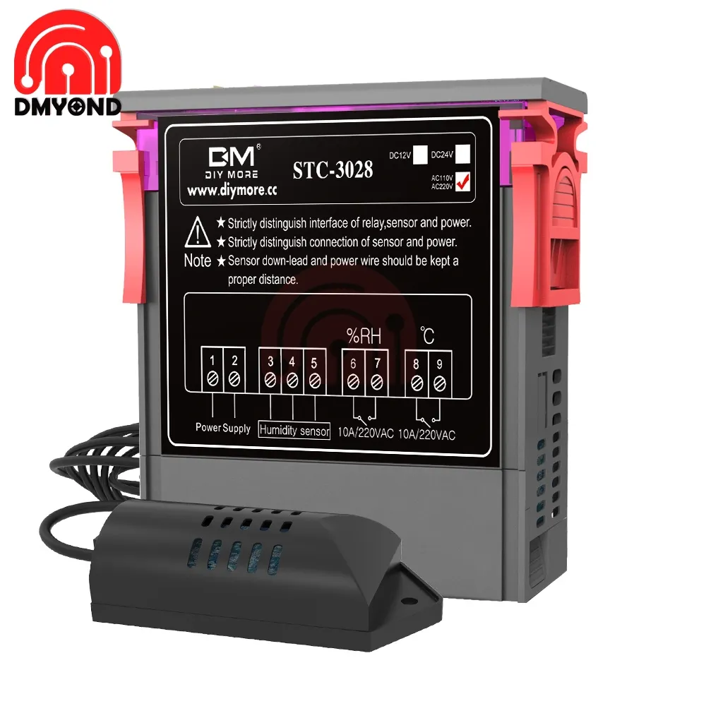 thumbnail image 2 of STC-3028 Digital Temperature And Humidity Controller Thermostat - AC 110-220V 2 of 4