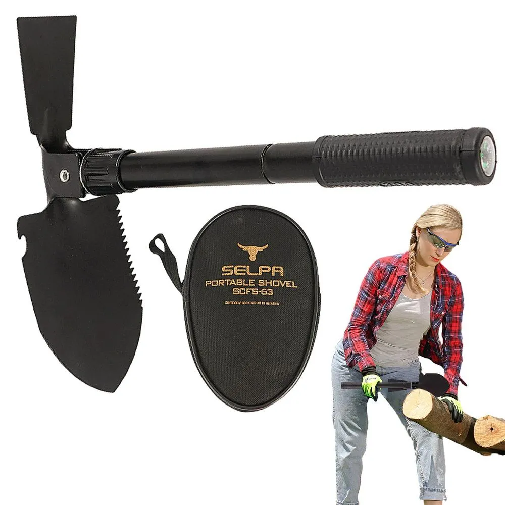 Buy AUTOYSUR Folding Camping Shovel, Portable Survival Emergency Tools Outdoor Compact Backpacking For Hunting Hiking Fishing Garden Silver 1 Pcs