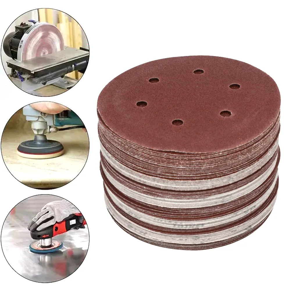 5 Inch Sanding Discs Hook and Loop, 8 Holes Sandpaper Round