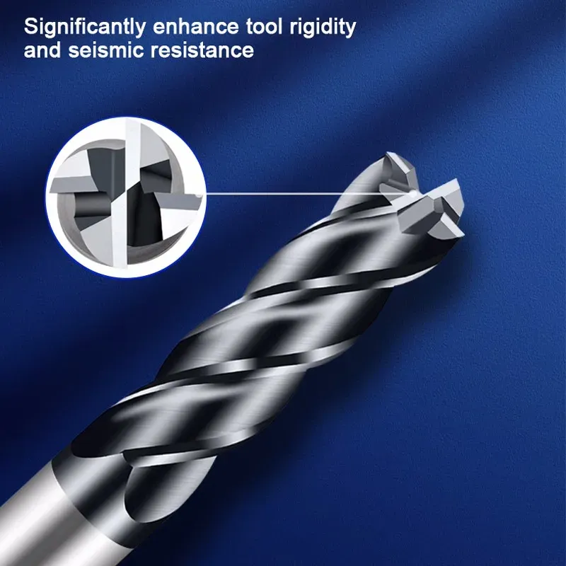 AZZKOR HRC50 4-Flute 10-Piece Tungsten Steel Carbide Nano Coating Flat ...