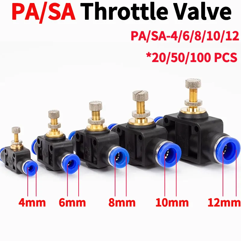 PA/SA Air Flow Control Valve Pneumatic Push In Fittings For