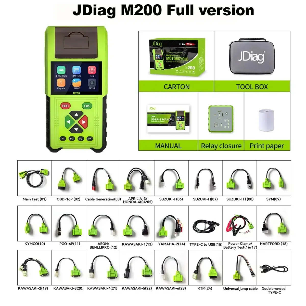 thumbnail image 2 of Original JDiag M100 Pro Motorcycle Scanner - Code Reader & Battery Tester (ABS/Engine) 2 of 4