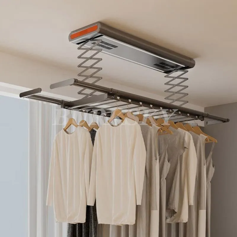 Electric Clothes Drying Rack Intelligent Lifting Hanger with Remote Control Household Four Pole Telescopic Dryer for Balcony 2024 Model