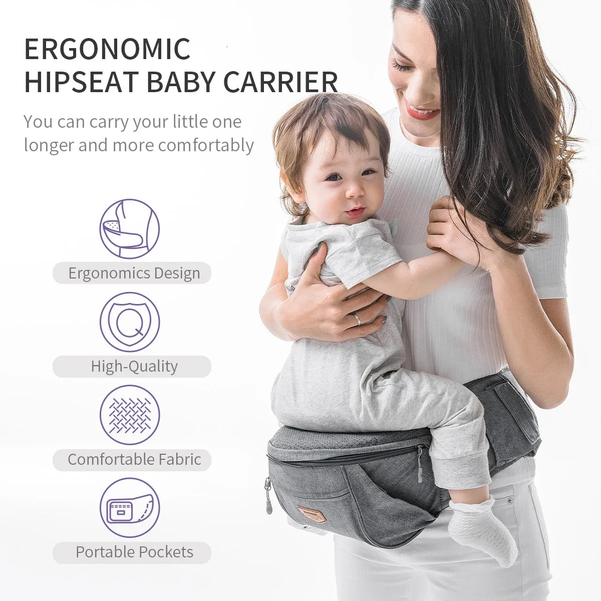 Ergonomic hipseat baby carrier sunveno clearance