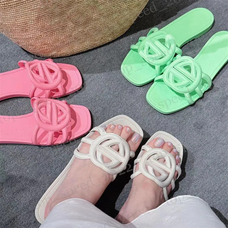 صيف للسيدات متشابكة G Designer Slippers Sandals Luxury Flat Heels Fashion Compans Compless Flat Slide Beach Jelly Script Slippers Orange