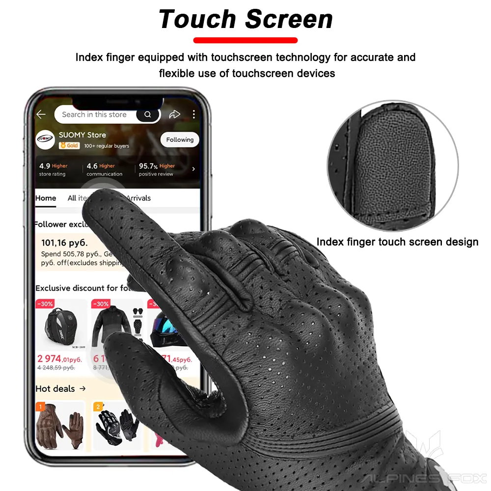 Motorcycle Gloves Summer Mesh & Leather - Hard Knuckle Protection, Touchscreen Compatible, Breathable For Street & ATV Riding
