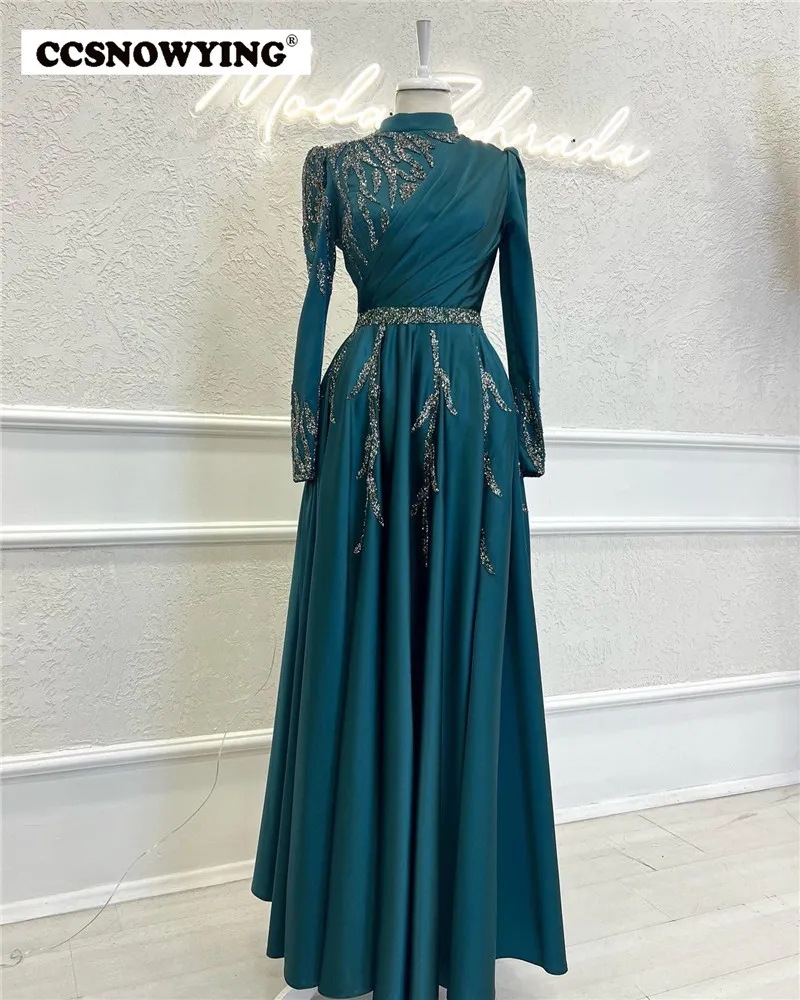 open lace back dress Modest Muslim Sage Green Evening Dress with Cape Long Sleeves LA72413A –  SERENE HILL main image 0