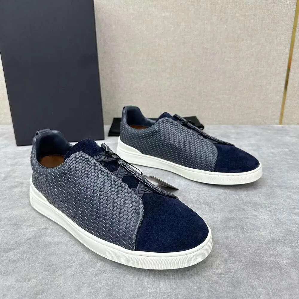 DHgate.com:Zegna-Inspired Mens Casual Leather Sneakers: Lace