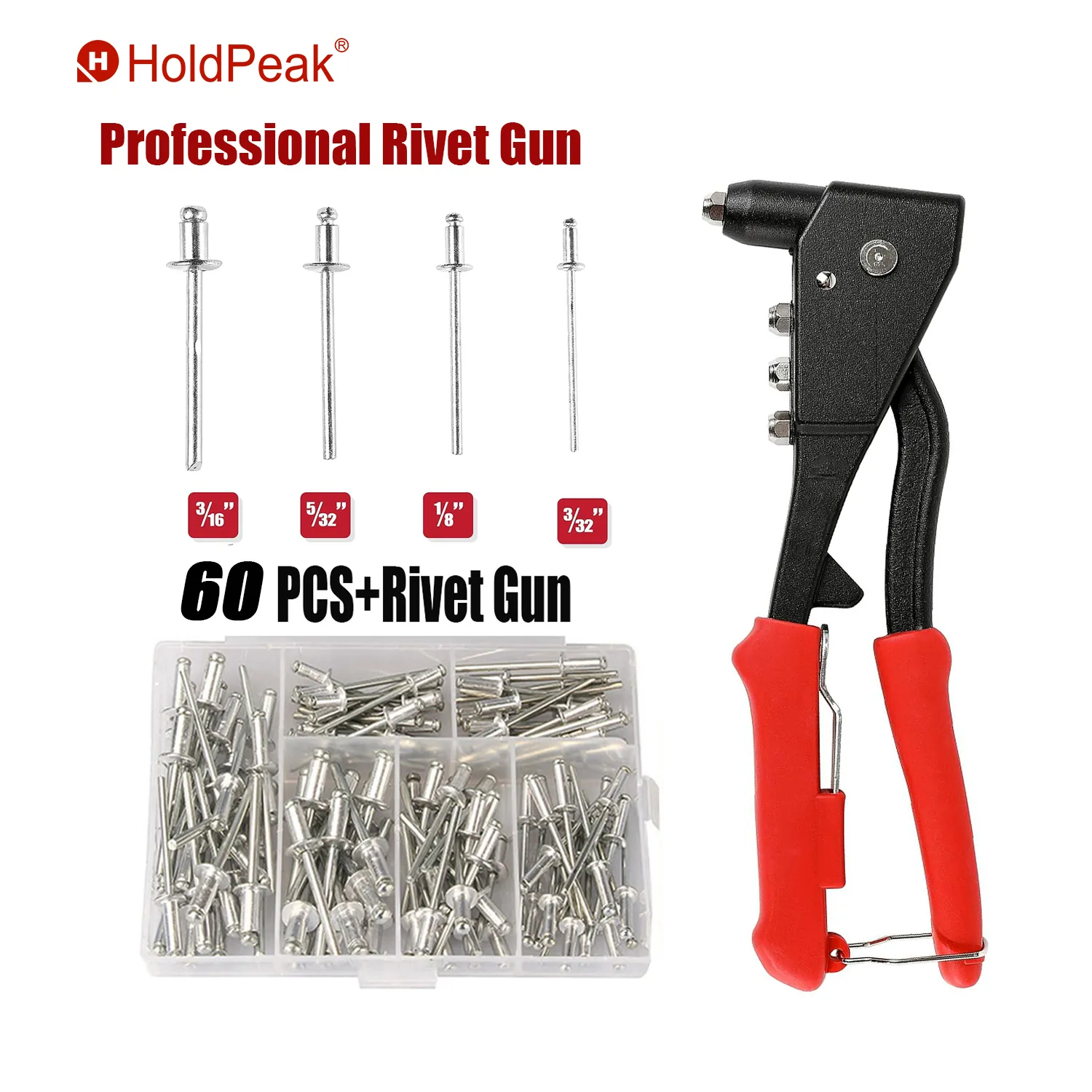 Sweet Rivet Gun Professional Pop Rivet Gun With 60 Rivets Hand Riveter Tool For M2.4 M3 ...