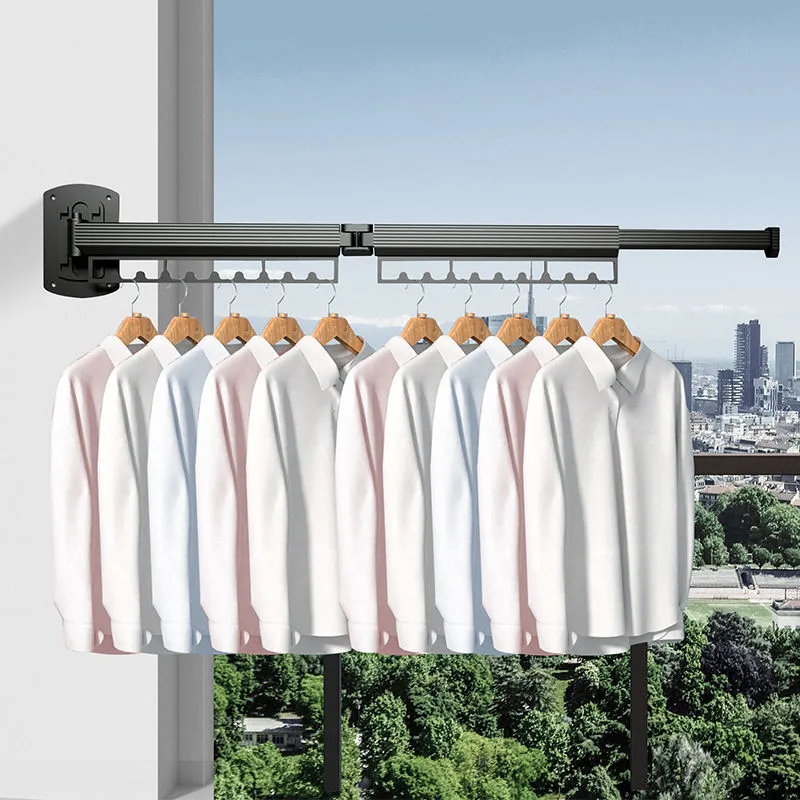 Wall Hanging Clothes Drying Rack: Foldable Heavy-Duty Retractable Laundry  Hanger with Rotating Extendable Clothesline Space Saving Design
