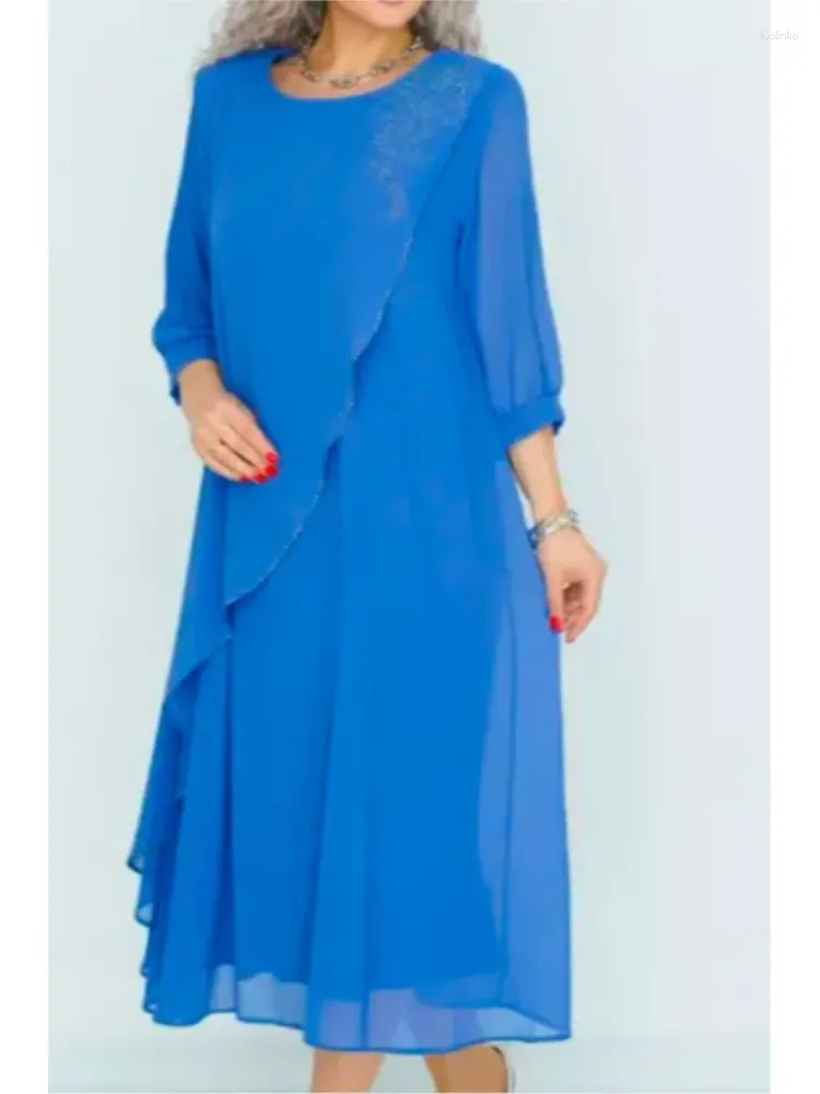 Blue Solid Color Chiffon Dress With Layered Overlay... From Julia_dress,  $45.63 In Bulk | DHgate.Com