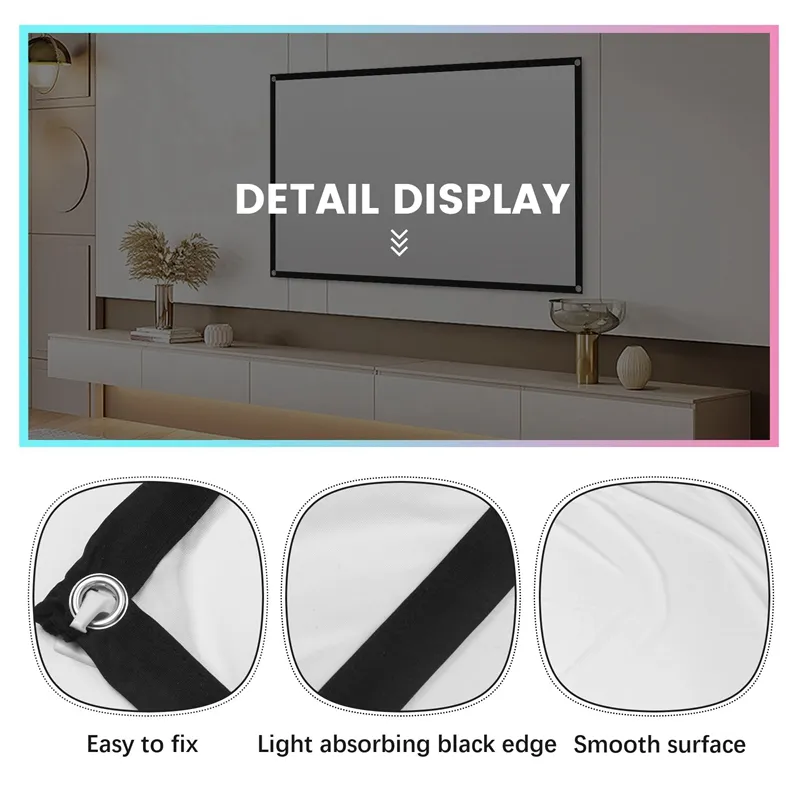 Projector Cloth Screen HD White Foldable... From Ddmyearth, $18.45 ...