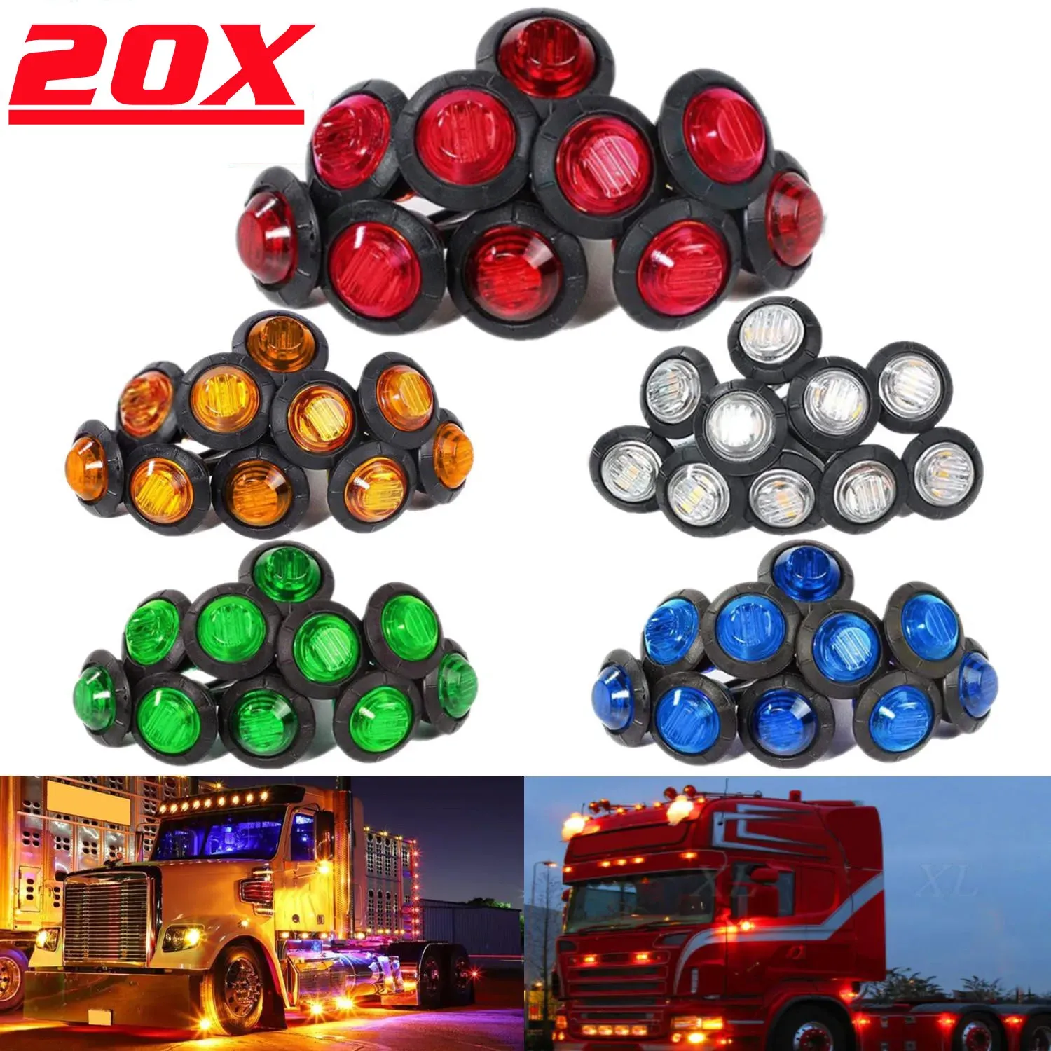 Truck Side Marker Lights 3/4 Round LED Bullet Marker Lamps For Truck RV Car  Bus Trailer 12V/24V Front Rear Side Indicator Lights From Homepro17, $16.61  | DHgate.Com, image size:1500x1500
