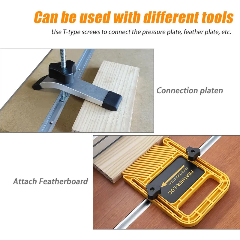 Table Guide Track Aluminium Alloy T Track Limiting Chute Woodworking Tool Guide Rail ...