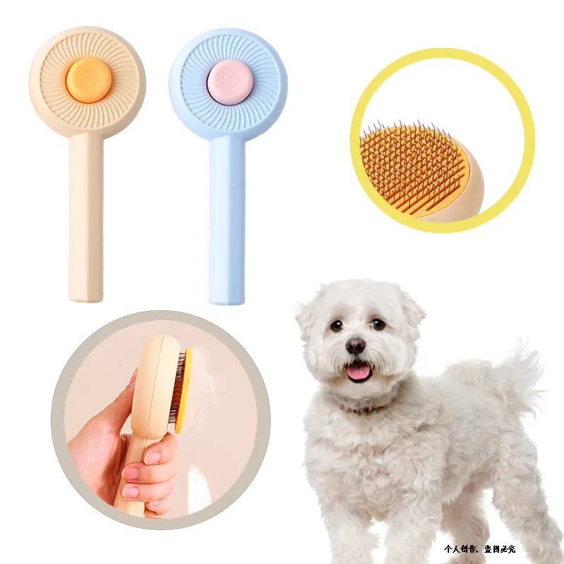 Self-Cleaning Pet Grooming Brush For Dogs & Cats - One-Button Hair Remover With Comfort Handle