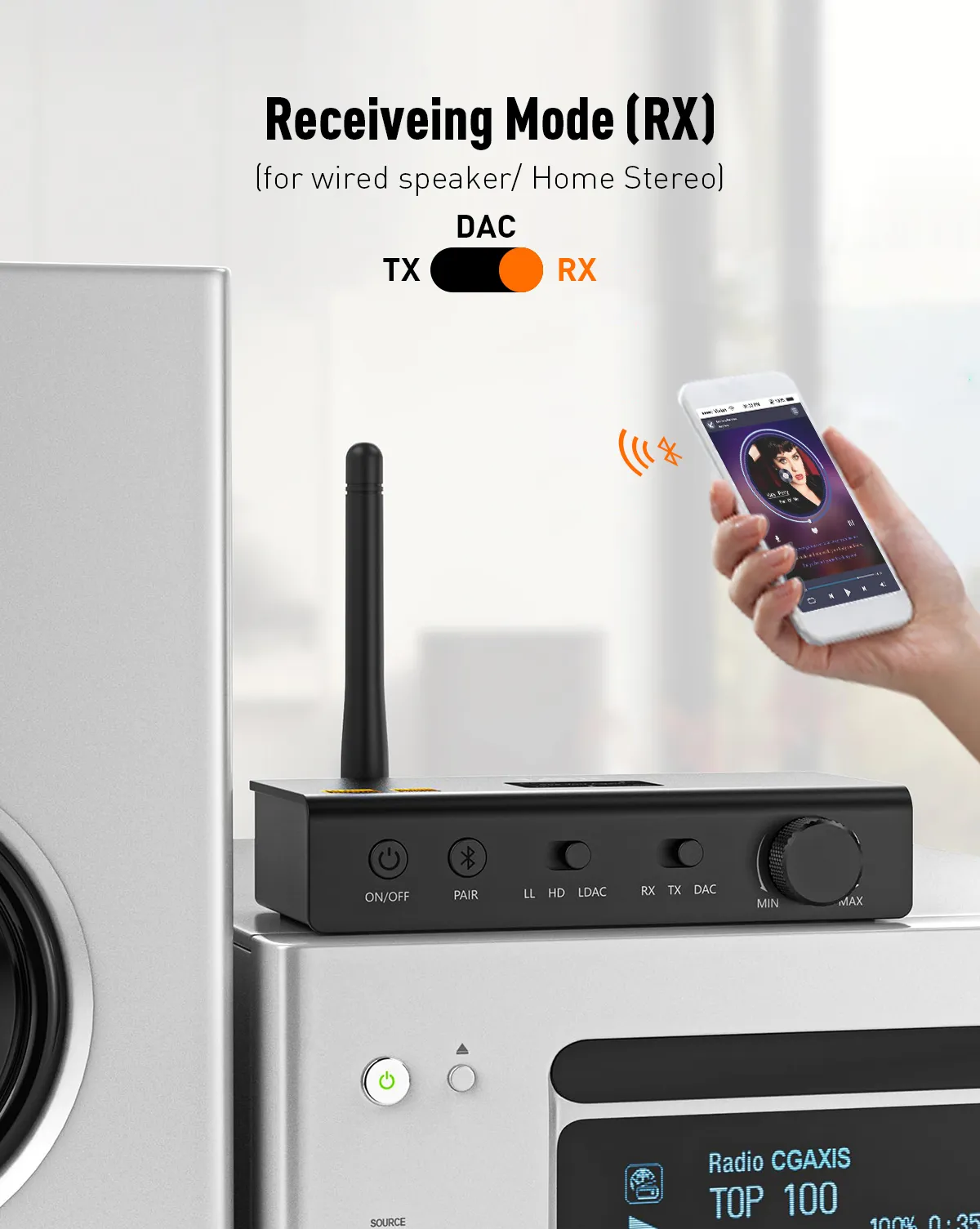 1Mii DS700 HiFi Bluetooth Transmitter Receiver DAC 3-in-1 Long