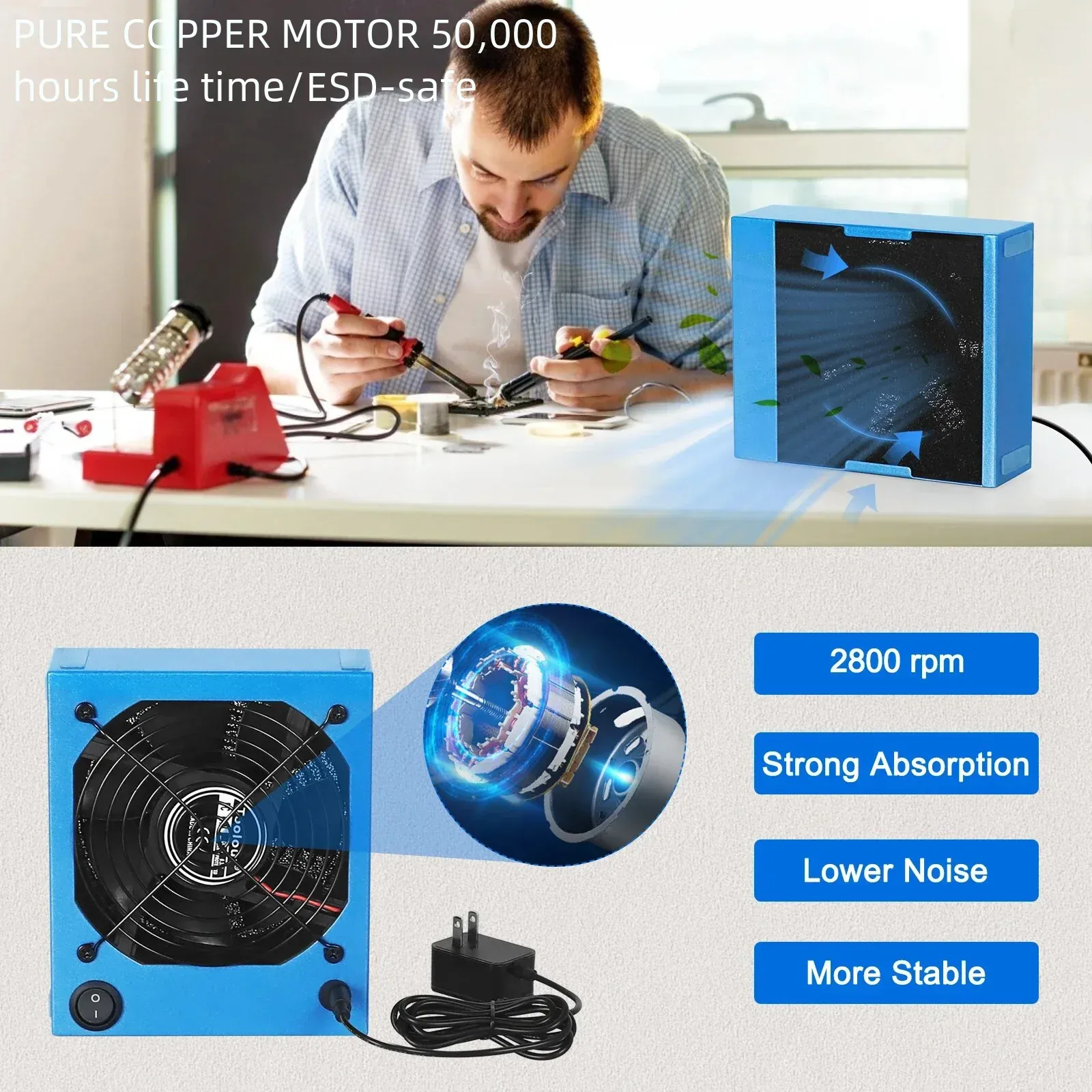 Welding Fume Extractor for Soldering Smoke Absorption with 30W Fan and ...