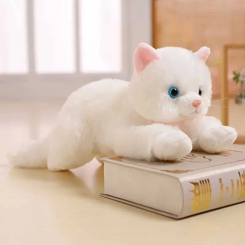 DHgate 20cm 48cmFluffy Lifelike Cat Plush Doll White Kitten Toy for Kids Soft Stuffed Animal Gift Toys Gifts