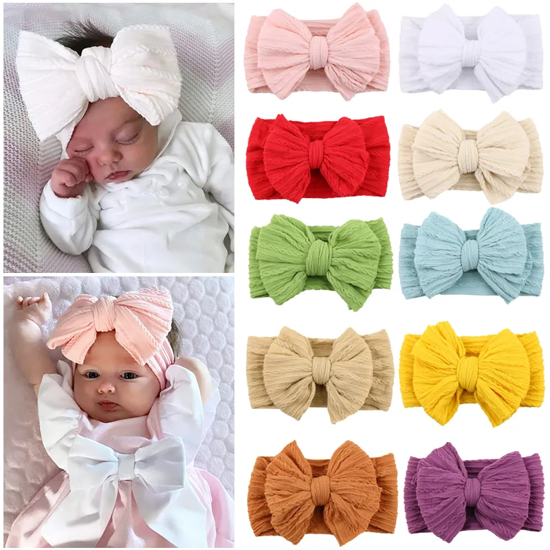 Newborn Baby Headbands Knit Bowknot Elastic Soft Baby Hair Accessories ...