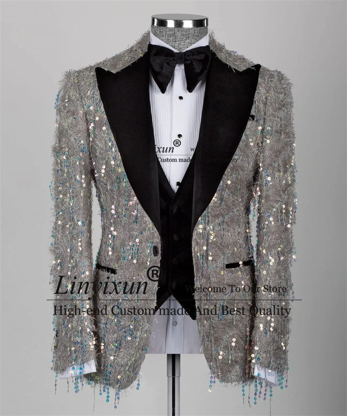 Party Suits For Men Men's Sequined Tuxedo Jacket Disco Blazer