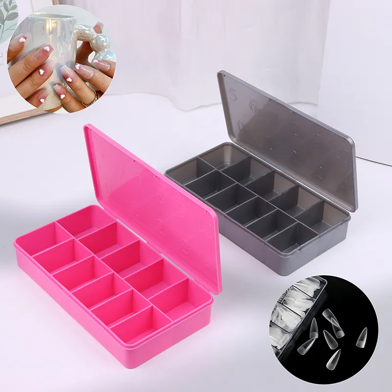 11-Grid Acrylic Multicolor Empty Nail Art Tip Box Storage Container ...