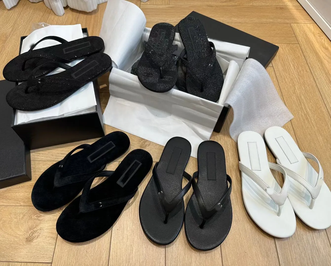 Black velvet flip flops deals