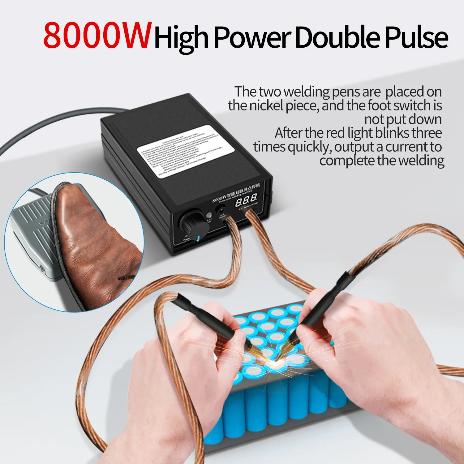 ポータブルスポット溶接機:8000W高出力ハンドヘルド18650 ポータブルスポット溶接機:8000W高出力ハンドヘルド18650