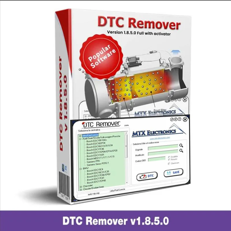 DTC Remover 2021 For KESS KTAG FGTECH OBD2 Software MTX DTC Remover 1.8.5.0 With Keygen 9 Extra ECU Tuning SW Software ECU Fault