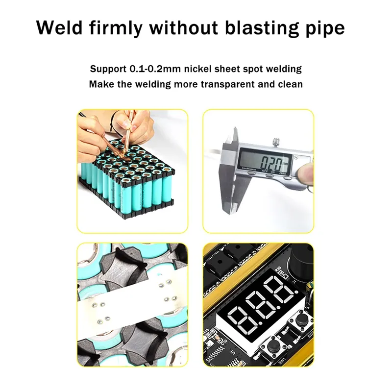 Handheld Spot Welder With Copper Core – 3mm Chuck, Battery Spot Welding Pen For 4 AWG Cable, DIY Precision Welding Tool, Black/Brass