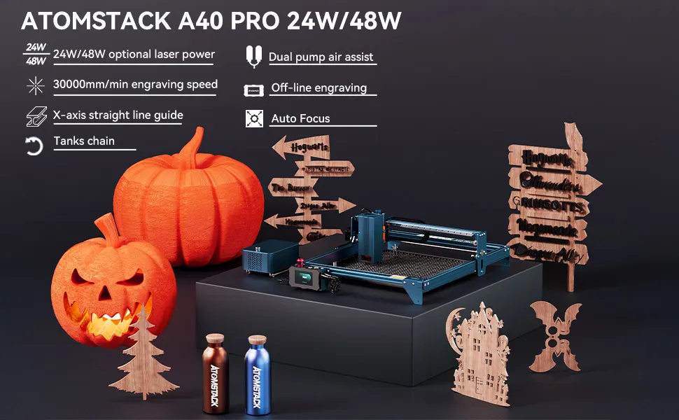 Atomstack A40 Pro Max ATOMSTACK A40 S40 X40 PRO Laser Engraving Machine: 24W/48W Air Assist ...
