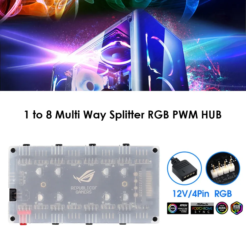 Rgb Controller 12V PWM & 5V ARGB Hub 2-in-1 - 6 Port Fan Controller ...