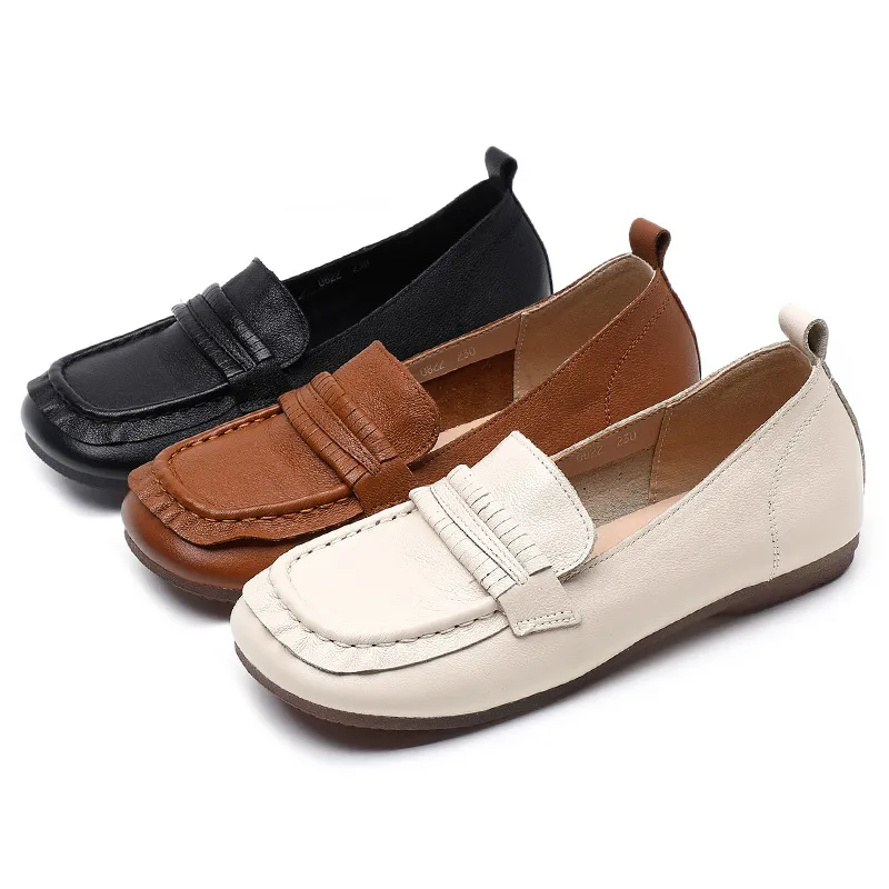 DHgate.com:ZXRYXGS Soft Cowhide Leather Flat Loafer Shoes