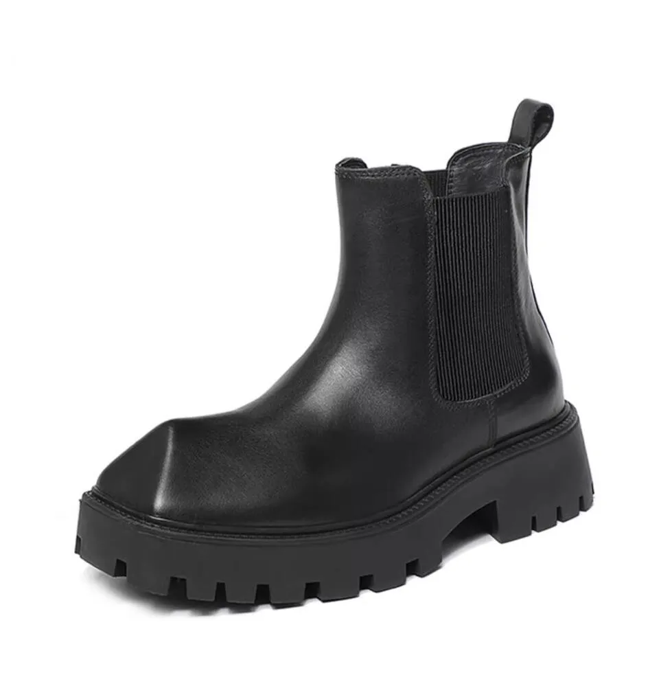 国内で当店のみ Hanqiaoriji - Chunky Leather Chelsea Boots b30f12e7-bc86-4d6e-bd3c-