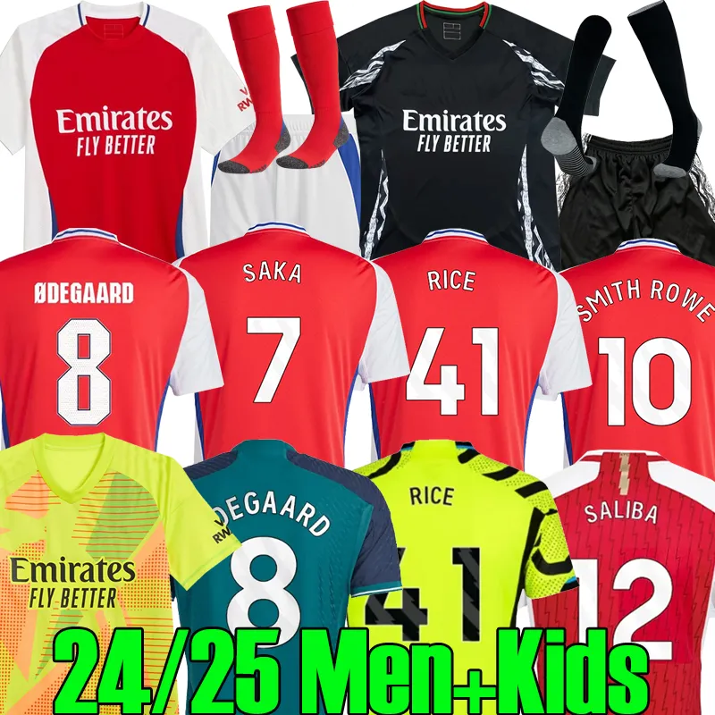 4xl 5xl 2024 Saka G.Jesus Futbol Formaları Hayran Oyuncu Versiyonu Odegaard Smith Rowe Thomas Nketiah Trossard 2024 2025 Pirinç Havertz Zinchenko Erkek Çocuk Socks Futbol Gömlek