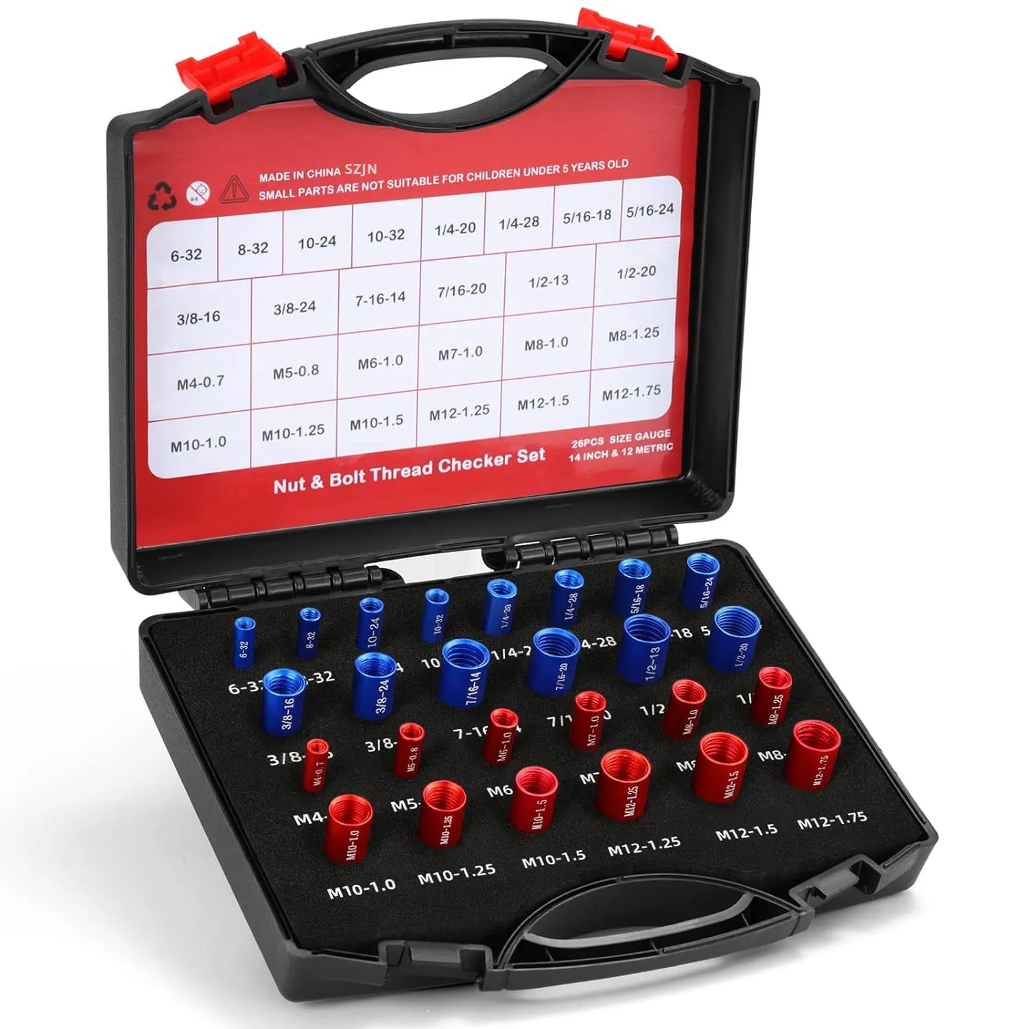 44-Piece Bolt & Nut Thread Checker & Gauge in SAE & Metric Sizes ...