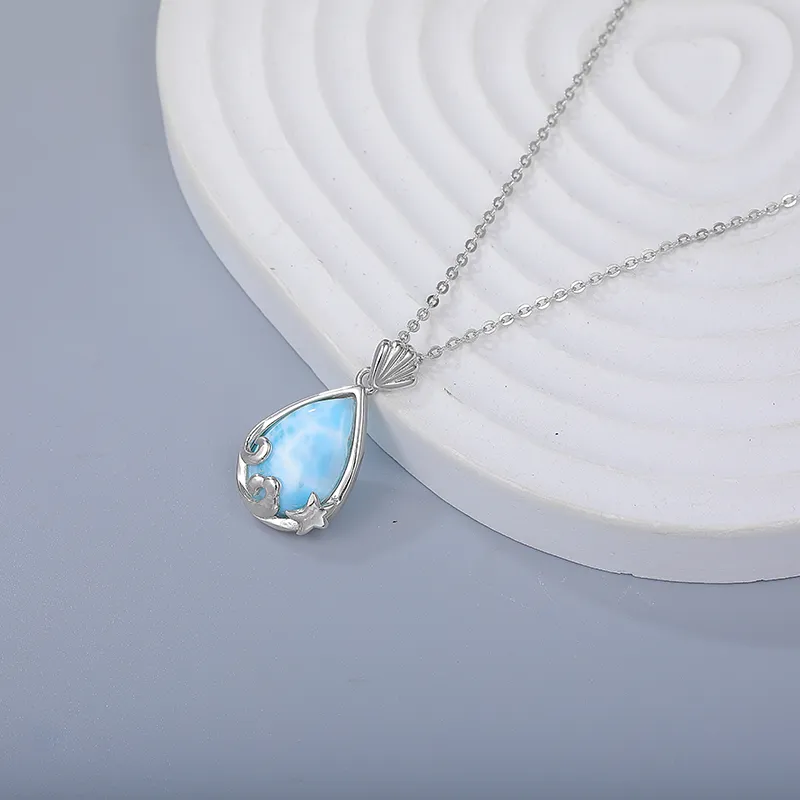 Larimar Anhänger 925 Sterling Silber dominikanischer
