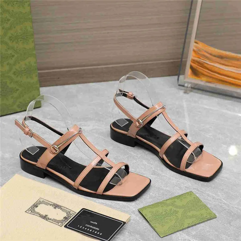 DHgate 2024 Summers Womens Sandals High End Fashion Elegant Narrow Band Thick Heel Comfortable Sandalias Size 35 42 With Box Shoes Accessories