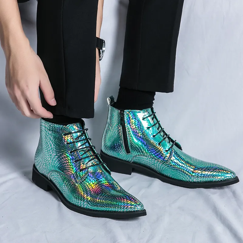 Mens green dress boots sales