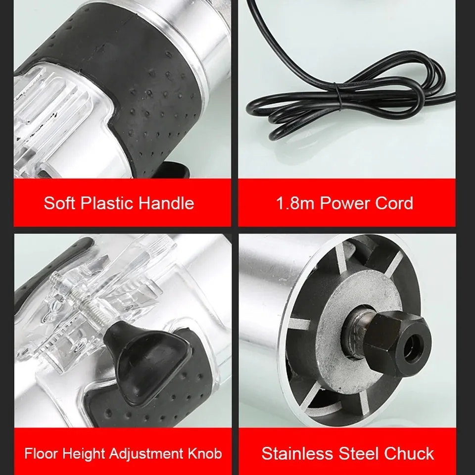 800W 30000RPM Wood Router Machine Electric Trimmer with 1/4 Inch Collet ...