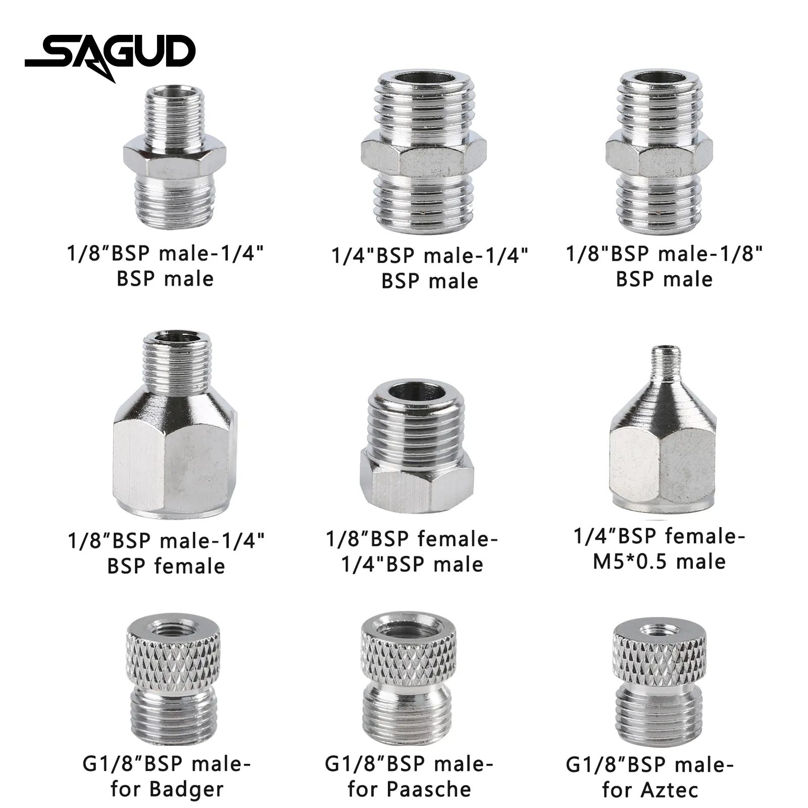 HUBEST 13Pcs Airbrush Adapter Kit, 1/8 & 1/4 BSP