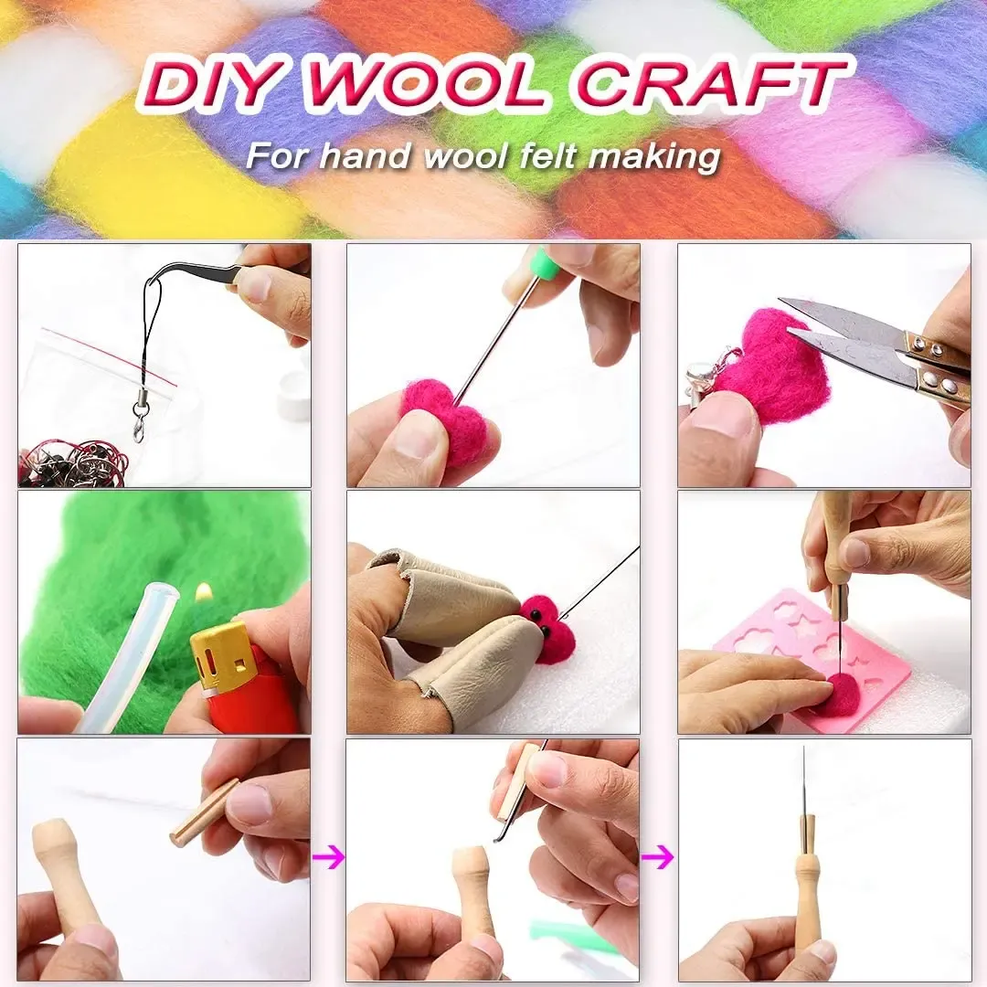 Fuyit Wool Roving 36 Colors 180g Needle Felting Wool Fibre