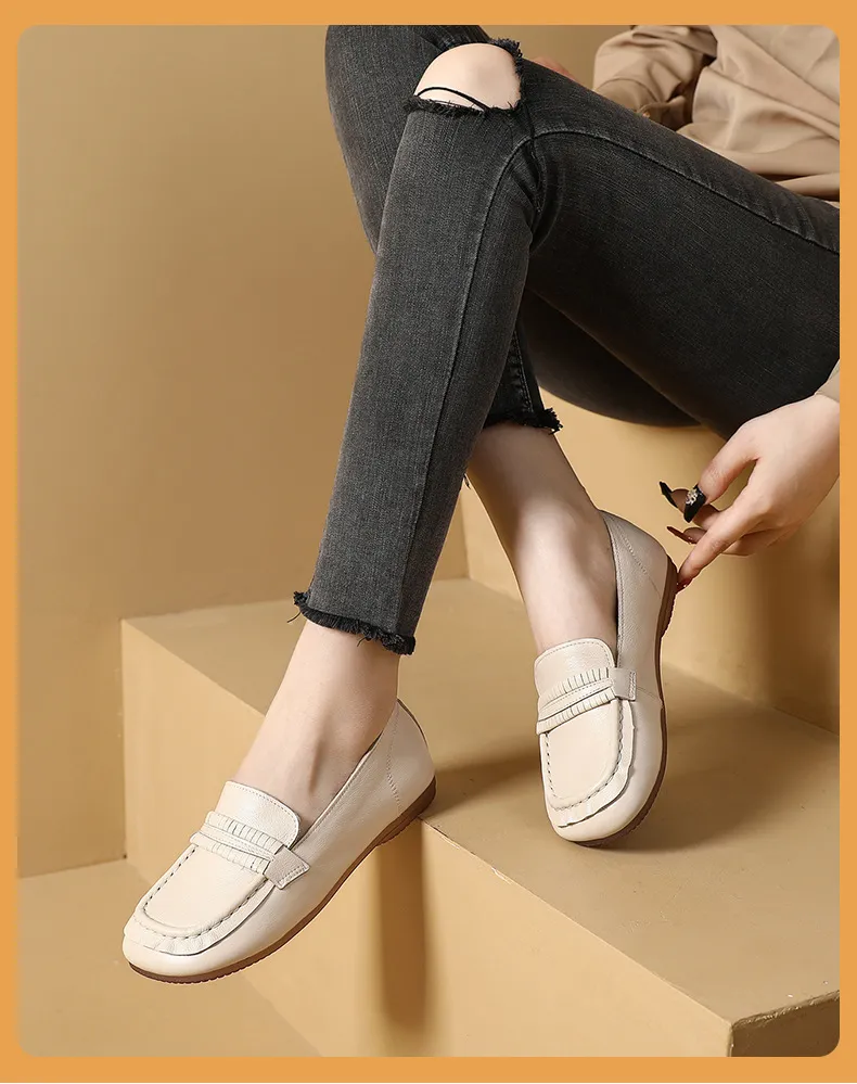 DHgate.com:ZXRYXGS Soft Cowhide Leather Flat Loafer Shoes