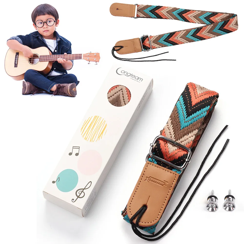 Boho Chic Adjustable Ukulele Strap with Vintage Paisley Pattern for Classical Guitars Mandolins and Banjos